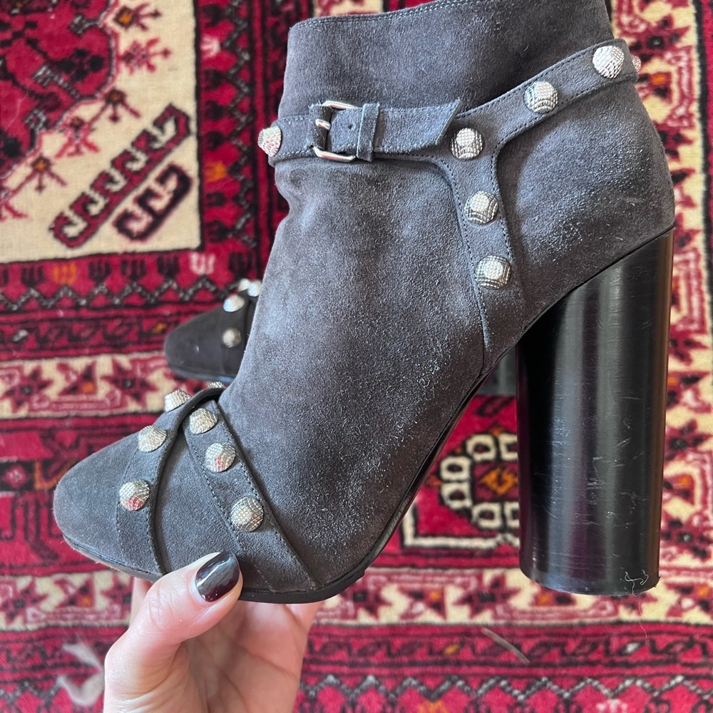 Balenciaga Grey Studded Heeled Boots - Picture 5 of 7